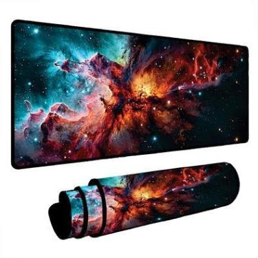 Imagem de Novo Mouse Pad Gamer Deskpad Speed Extra Grande Borda Costurada Profissional 90x40  - Universo Nebulosa