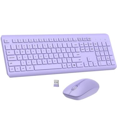 Imagem de Combo de teclado e mouse sem fio, teclado e mouse ergonômicos silenciosos de tamanho completo, bateria de longa duração, mouse óptico, teclado sem fio sem atraso de 2,4 G para computador, Mac, laptop