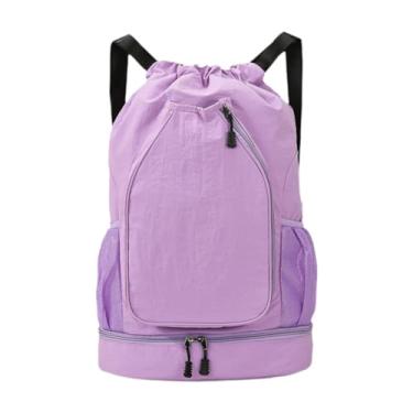 Imagem de rockible Mochila de tênis, bolsa esportiva para raquete de badminton, mochila de basquete para camping, academia, masculina, Roxo
