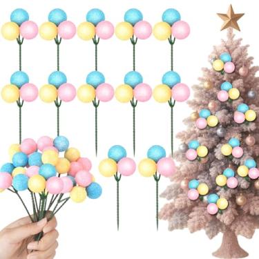 Imagem de Syhood Conjunto de 12 enfeites de bola de Natal de 19 cm em palhetas com fio palhetas de bolas de Natal inquebráveis para decoração de guirlanda de vaso de árvore de Natal, guirlanda de escadas