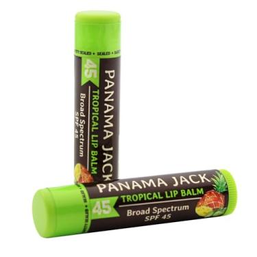 Imagem de Panama Jack Protetor solar protetor labial – FPS 45, proteção solar UVA-UVB de amplo espectro, previne e acalma lábios secos, rachados, tropical, pacote com 2