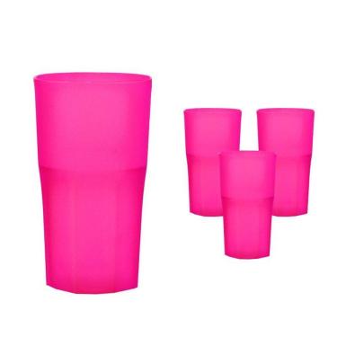 Imagem de Kit 4 Copos Roma Rosa Neon 360Ml Plástico Premium