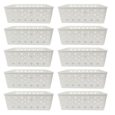 Imagem de Kit 10 Cesto Multiuso Organizador Premium Branco123Organizei - 123 Org