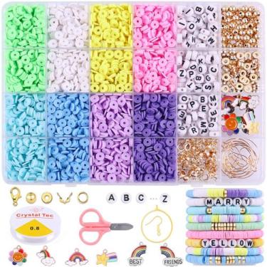 Imagem de Kit Clay Beads Wullgess 3500 unidades para fazer pulseiras para adulto