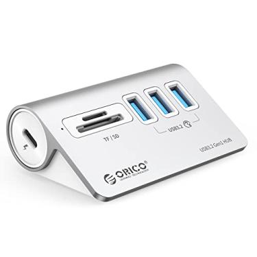 Imagem de ORICO Hub USB 3.0 de alumínio com leitor de cartão SD/TF, hub USB de 3 portas de 5 Gbps com cabo USB-C de 1,64 m e adaptador USB-A divisor USB para iMac, todos os MacBooks, Mac mini