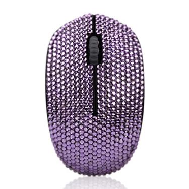 Imagem de Bling Dazzling 2.4GHz Wireless Silent Mouse Covered with Rhinestone Crystal, Crystallized Mouse with USB Receiver, Compatible with Notebook, PC, Laptop, Computer, MacBook,Great Gift (Purple)