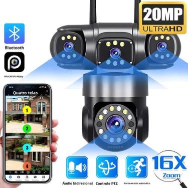 Imagem de Câmera IP WIFI De 20MP Com Zoom 16X, 4 Lentes, 4 Telas, Áudio Bidireci