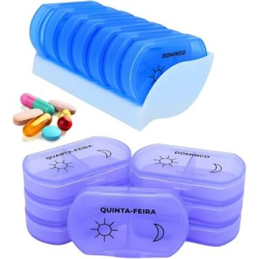 Imagem de Porta Comprimidos Estojo Organizador Semanal 7 Divisórias Manhã e Noite Medicamentos Suplementos e Vitaminas - Pillbox Porta Remédios e Pílulas