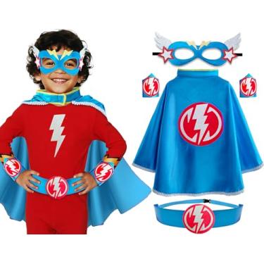 Imagem de iROLEWIN Speed Super-Hero-Costumes for Boys Girls Dress-Up Superhero-Capes for Kids Mask Cuff Belt as Big-Sister-Brother-Gift