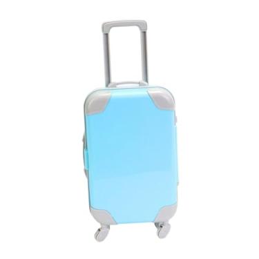 Imagem de Kokiya Mala de boneca de 18 polegadas, mala de brinquedo para bebê, mini carrinho, de viagem com rodinhas, mini de viagem para festa infantil, Azul