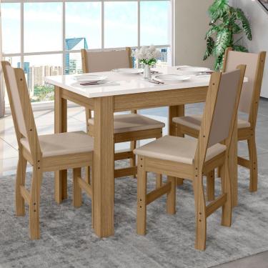 Imagem de Mesa de Jantar Bellagio Retangular 108cm Com 4 Cadeiras Clara Poliman Móveis