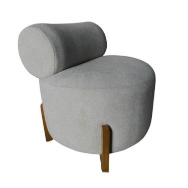 Imagem de Poltrona Decorativa Mônaco Bouclé Cinza Claro - Mazzero Decor