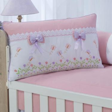 Imagem de Kit enxoval para berço bebê modelo de trança jardim encantado rosê/lil