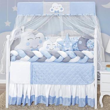 Imagem de Kit Berço Nuvem Azul 12 Peças | Enxoval Completo Infantil