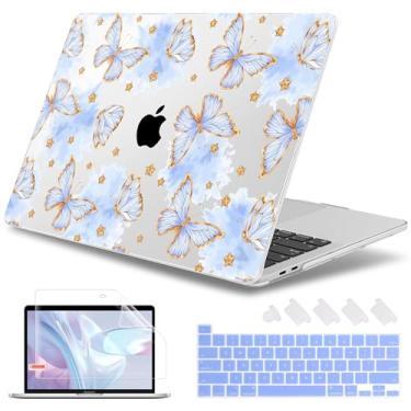Imagem de May Chen Para MacBook Pro 16 polegadas A2141 versão 2020 2019, protetor de tela e capa de teclado de plástico macio para MacBook Pro 16 polegadas com Touch Bar e Touch ID - Borboleta azul