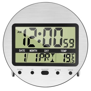 Imagem de DJAPWPX Relógio de parede digital, temporizador de alarme digital ABS, alarme eletrônico inteligente de tela grande, relógio eletrônico fácil de ler para casa