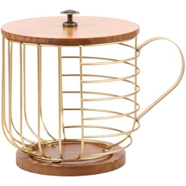 Imagem de Cesta de cápsulas de café, suporte de cápsulas de café com tampa, cesta de armazenamento de café de arame, organizador de estação de café, armazenamento de cápsulas de café, decoração de cafeteria