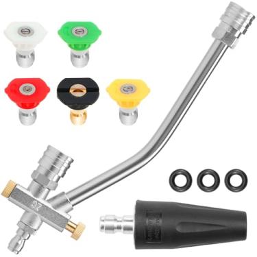 Imagem de Varinha de lavadora de pressão de conector duplo para canhão de espuma, acessório de ponta dupla, haste de lavadora elétrica com 5 pontas de bico pulverizador e conexão rápida de 0,6 cm para limpeza