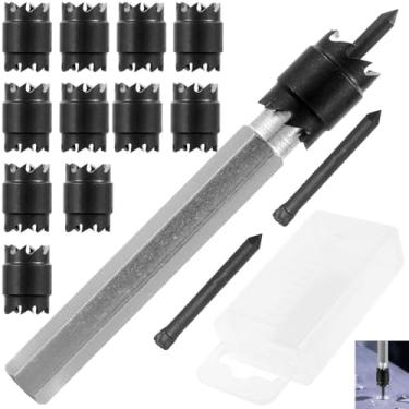 Imagem de UYEXM Kit de cortador de solda de ponto de 14 peças - Conjuntos de cortadores rotativos de solda de ponto de 0,9 cm - Broca de aço de alta velocidade dupla face - Removedor de furo de chapa metálica