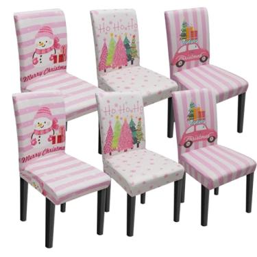 Imagem de wefrea Conjunto de 6 capas de cadeira de Natal, boneco de neve, para festa, cozinha, capa de assento removível para cadeiras, decorações de Natal para ambientes internos