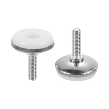 Imagem de DTGN M6 x 20 x 30 (DxLxOD) Pés niveladores deslizantes para móveis - Pacote com 2 - Bom para móveis - Niveladores de móveis com rosca ajustável - Prata