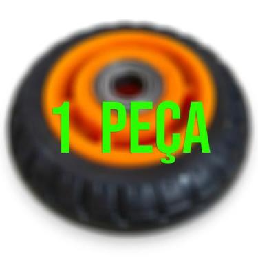 Imagem de Roda para Carrinho Metal e Borracha 5" - 12,5 cm. com Rolamento Laranj