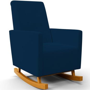Imagem de Poltrona de Amamentação com Balanço Ravena W01 Suede Azul Marinho  - Lyam Decor