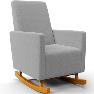 Imagem de Poltrona de Amamentação com Balanço Ravena W01 Bouclê Cinza - Lyam Decor