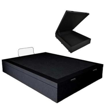 Imagem de Cama Báu Box Base Casal Corino Preto, RC. 188x138 com Pistão a Gás.