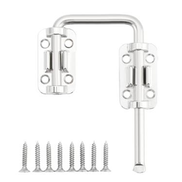 Imagem de Trava de porta deslizante, trava de instalação de 10 cm 90/180 graus, trava de segurança em U, trava de segurança para porta interna, porta frontal, banheiro, celeiro, porta, garagem, porta (prata)