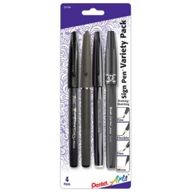 Imagem de Pentel Caneta com ponta de fibra e pacote sortido com 4 pontas sortidas - tinta preta