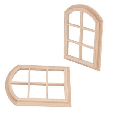 Imagem de Janela de casa de bonecas Janela arqueada de madeira em escala 1/12 KI