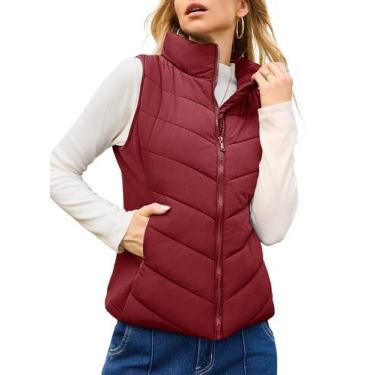 Imagem de Colete Dokotoo Red Puffer, agasalho de inverno para mulheres, tamanho 