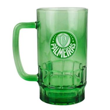 Imagem de Caneca Vidro Verde Transparente 550ml Palmeiras - Mileno