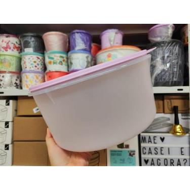 Imagem de Porta Tudo Tupperware 10 Litros Levemente Translúcido com Tampa Rosa