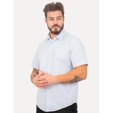 Imagem de Camisa John John Masculina Regular Manga Curta Marc Linen Blend Azul Claro-Masculino