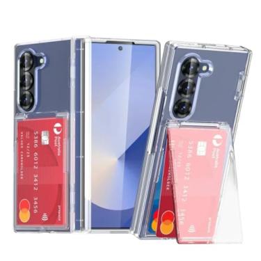 Imagem de Capa para Galaxy Z Fold6 Flip Kickstand dobrável com suporte fosco e porta-cartões (para Galaxy Z Fold6/transparente)
