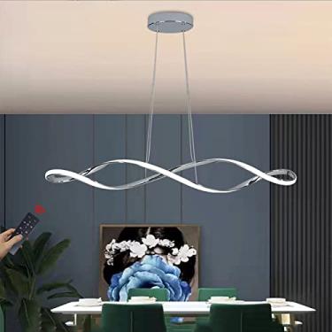 Imagem de Luminária pendente para mesa de jantar, luminária pendente de 45 W, LED, moderna, regulável, com controle remoto, lâmpada de cozinha, altura ajustável, para sala de estar, sala de jantar, co