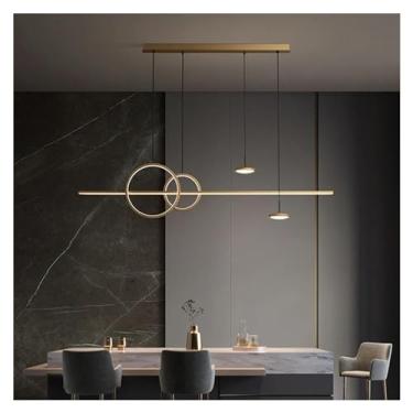 Imagem de Lustre LED de estilo simples e moderno de cobre compatível com sala de jantar, cozinha, quarto, decoração de lâmpada, luminárias pendentes de design dourado, lâmpadas de lustre