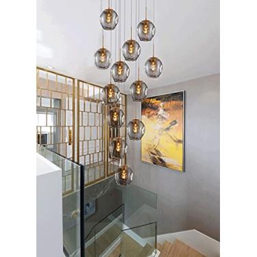 Imagem de Lustre LED Duplex Oco Moderno para Escada de Teto Alto em Hotel Villa Luz Pendente Longa Minimalista Personalizável Champanhe 50x220cm