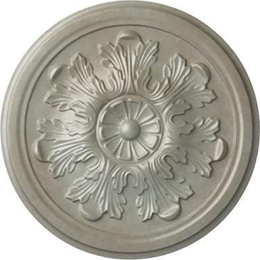 Imagem de Ekena Millwork Medalhão de teto CM12LEFLS Legacy Acanthus, 31 cm de diâmetro externo x 22 cm de P (serve para toldos de até 8,9 cm), pintado à mão em ouro flash