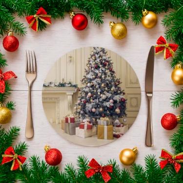 Imagem de Kit C/ 6 Capas Para Sousplat 35cm Natal Estampado Noel Mesa Posta (SNAT0091)