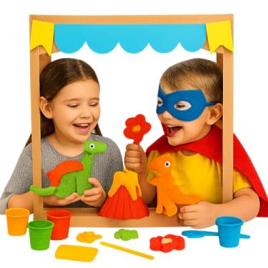 Imagem de Kit Massinha de Modelar Infantil Completo - Brinquedo Educativo com Ferramentas, Estimula Criatividade e Coordenação Motora - Presente Ideal para Crianças