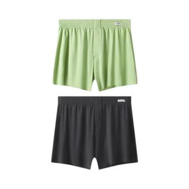 Imagem de Cuecas Boxer Masculinas De Tamanho Grande, Respiráveis, De Seda Gelada