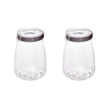 Imagem de 2 Pote Hermético Mantimentos Bolacha C/ Trava 1,9 L Plasútil