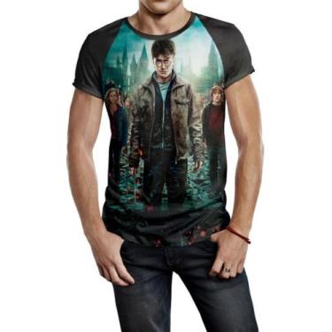 Imagem de Camiseta Raglan Masculina Harry Potter Ref:209 - smoke, Preto, G