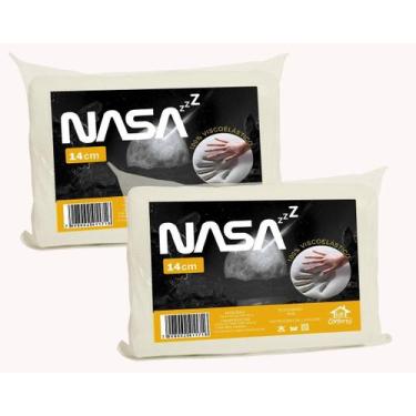 Imagem de Kit 2 Travesseiro Nasa Z 14cm Altura Espuma Viscoelástica Antifungos L