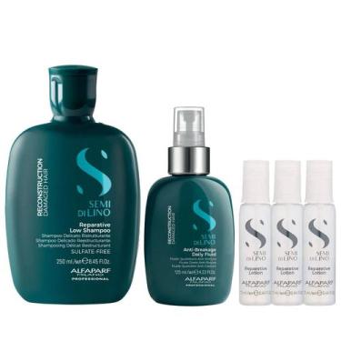 Imagem de Kit Alfaparf Semi Di Lino Reconstruction - Shampoo 250ml + Fluído 125m