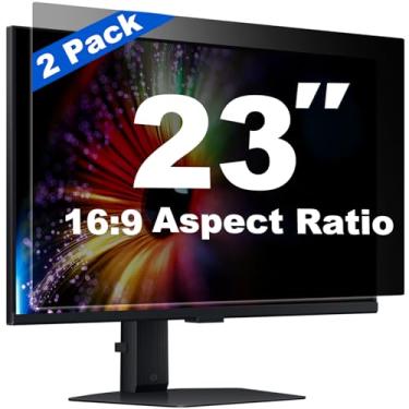 Imagem de Twugs Protetor de tela de privacidade de computador de 23 polegadas [pacote com 2] – Compatível com monitores de mesa widescreen 16:9, antiespião, antirreflexo, anti-luz azul, filtro de proteção HD