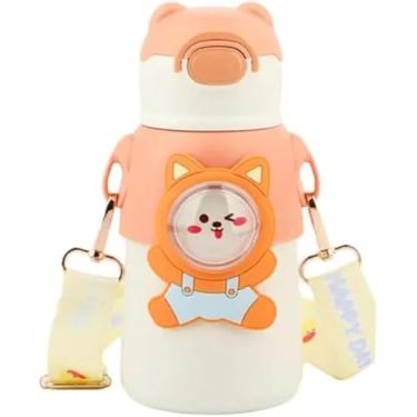 Imagem de Garrafa Térmica Infantil com Canudo Retrátil e Alça | 500ml | Anti-Vazamento | Design Fofo e Resistente | Cores disponiveis para a coleção (Laranja (Fox))